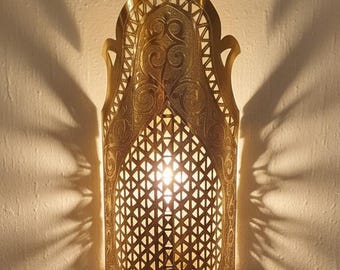 Handmade Moroccan Brass Wall Sconce | Wall Light  | Luxury Arabesque Home Decor | Warm Ambient Lighting