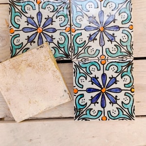 Handmade Moroccan Zellige Tiles: Blue Green Ceramic Mosaic, Moorish Design