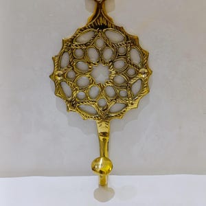 Moroccan Brass Wall Hook – Handcrafted Unlacquered Brass Coat Hook – Vintage Style Wall Hanger for Entryway, Bathroom, or Kitchen