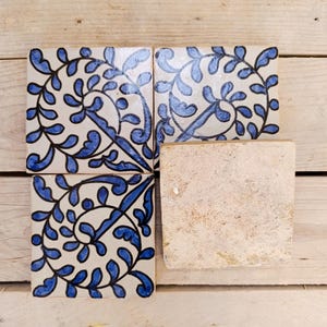 Moroccan Blue Zellige Tile: Handmade Ceramic Mosaic, Moorish Kitchen & Bath Decor (10x10 cm )