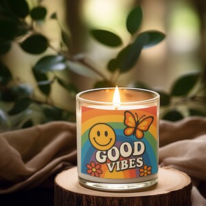 Good Vibes Scented Soy Candle, 9oz, Home Decor, Relaxation Gift, Aromatherapy, Gift for Her, Positive Energy, Eco-Friendly
