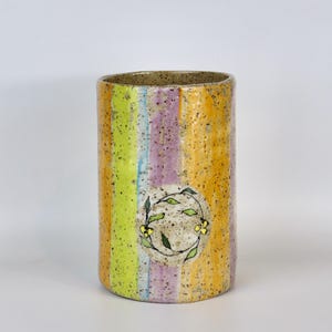 Mono-Print Stoneware - Large Colorful Vase