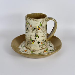 Colorful Mono-Print Cups and Saucers: Whimsical Design
