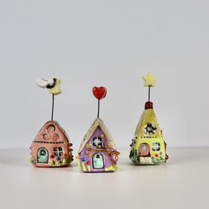 Whimsical Miniature  Cottages-  Hand-Built Little Houses - Ceramic Cottages