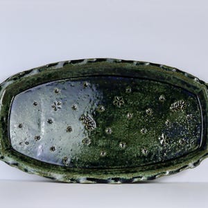 Blue Green Hand-Built Pottery Platter