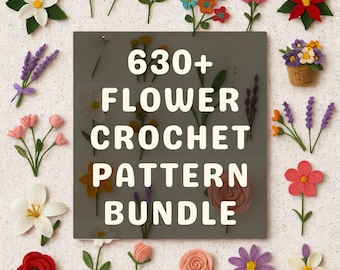 630+ Flower Crochet Pattern Bundle PDF | 400+ Flowers & 35+ Bouquets | Amigurumi, Granny Square, DIY Gift, Spring Decor