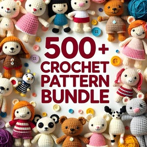 Bundel met 500 haakpatronen, amigurumipatronen, haaktutorials, pdf-patronen, haken voor beginners, dierensleutelhanger, cartoon Easy Crochet pdf