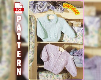Vintage Baby Sweater Knitting Pattern PDF, Retro Cardigan and Pullover Knit Design, Instant Download for Children’s Knitwear