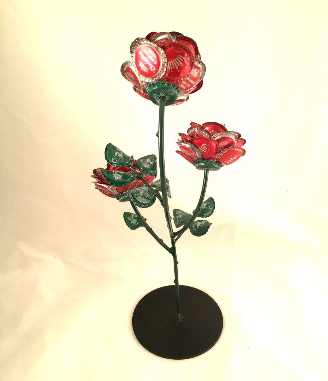 3 Bottle Cap Rose Arrangement Etsy