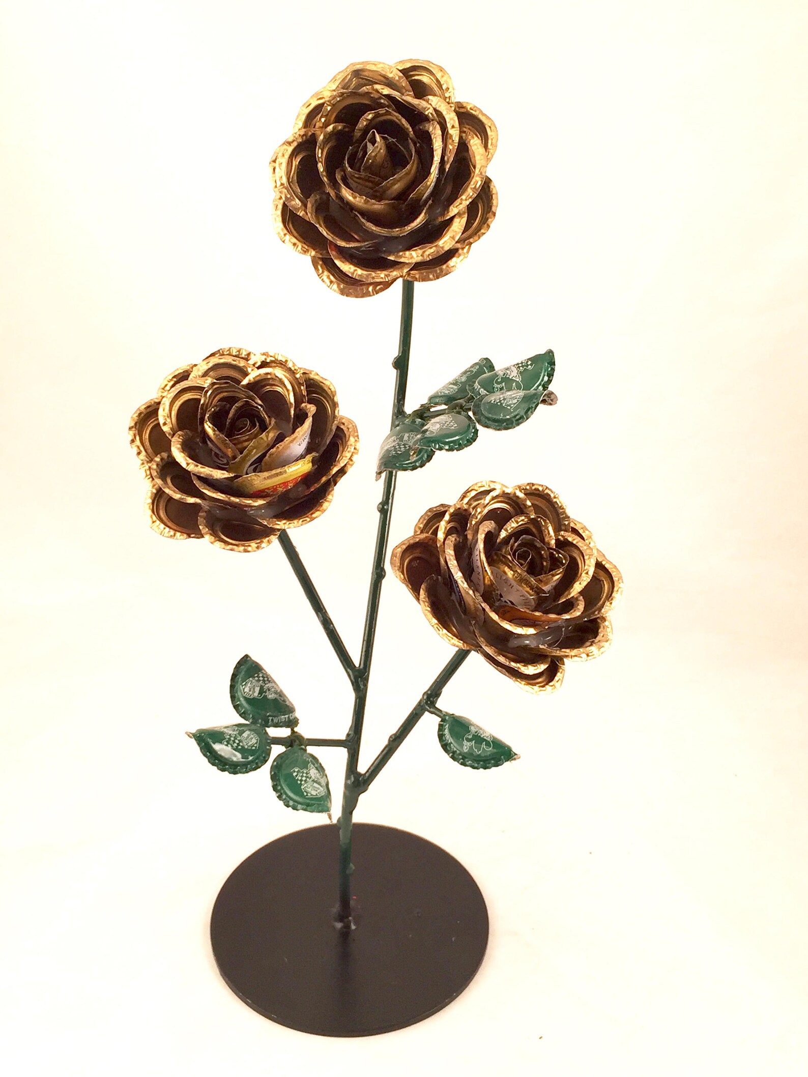 3 Bottle Cap Rose Arrangement Etsy