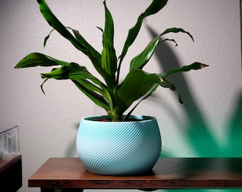 Textured Swirl Planter: Modern 3D-Printed Pot - Made in USA