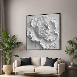 Elegant White Peony Canvas, Floral Wall Art, Flower Canvas Print, Wall Art Canvas Design, Ready to Hang Decoration, Modern Art Decor