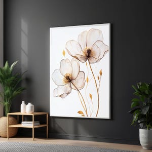 Elegant Floral Canvas, White Flower Art, Botanical Wall Print, Nature Wall Art Canvas Design, Ready To Hang Decoration