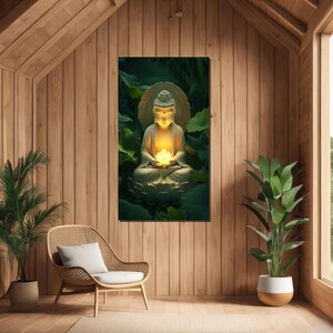 Illuminated Buddha Canvas, Spiritual Serenity Wall Art, Meditation Decor, Zen Art Print, Peaceful Buddha Artwork, Ready to Hang Canvas