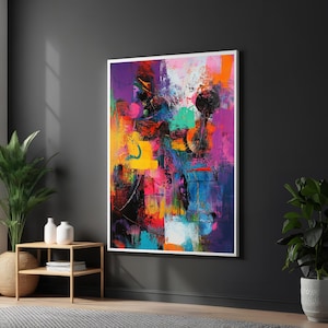 Vibrant Abstract Canvas, Colorful Art Piece, Modern Wall Art, Multicolor Abstract Design, Wall Art Canvas, Ready to Hang