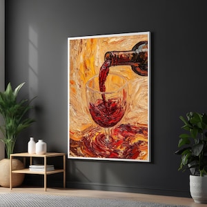Red Wine Pour Canvas, Wine Art Painting, Canvas Wall Art, Wine Enthusiast Decor, Modern Canvas Design, Ready To Hang Decoration