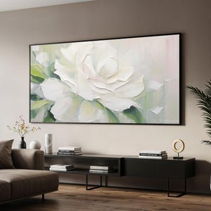 White Rose Canvas Art, Floral Wall Art, Elegant Flower Print, Wall Art Canvas, Ready to Hang Decoration