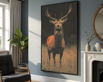 Majestic Stag Canvas, Deer Wall Art, Regal Nature Print, Animals Poster, Wall Art Canvas Design, Ready to Hang Decoration