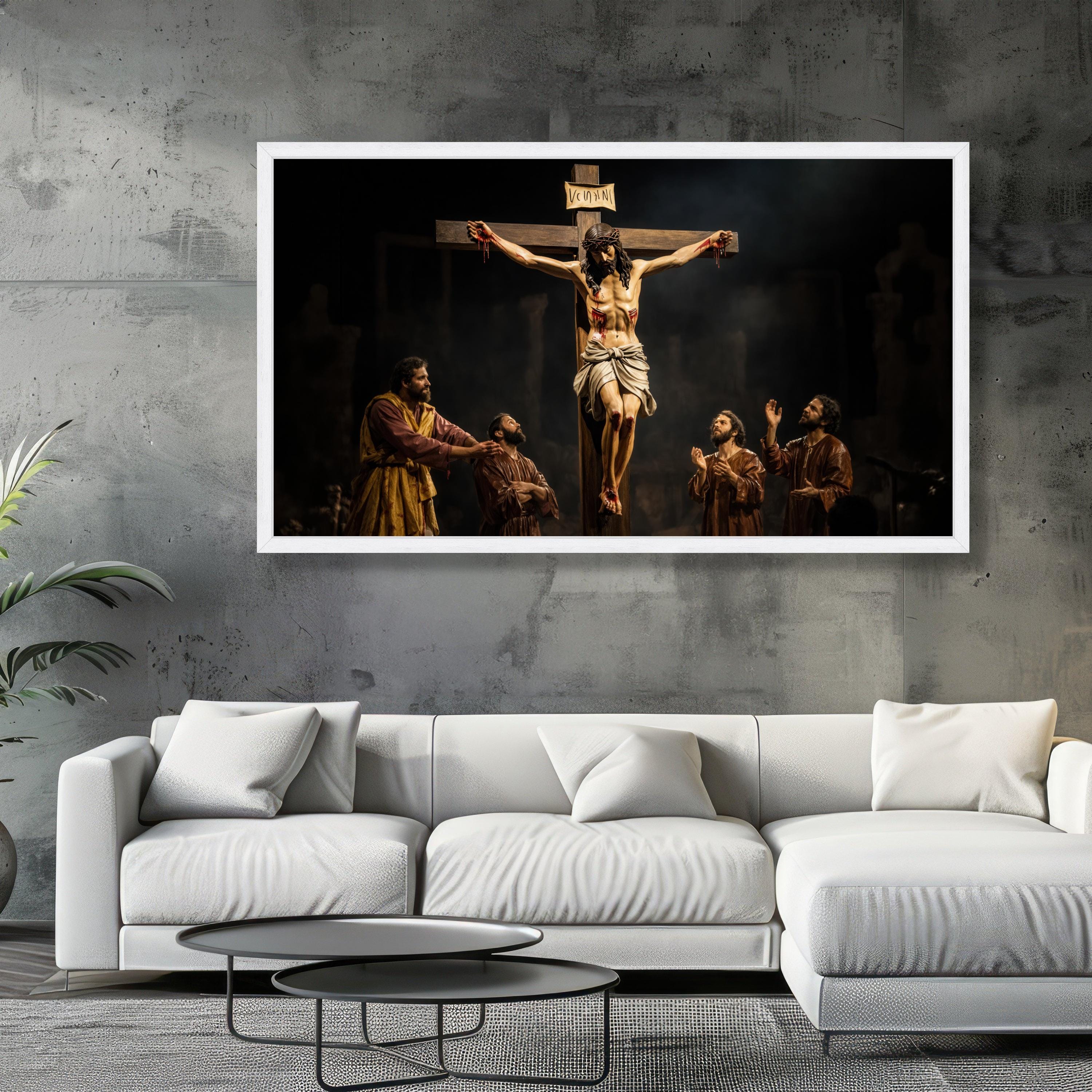 Jesus on the Cross Canvas, Crucifixion Scene Art, Religious Wall Art ...