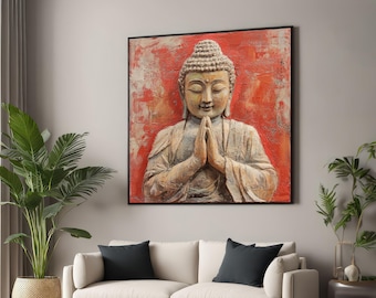 Boeddha meditatie canvas, serene Boeddha kunst aan de muur, zen decor, spirituele canvasafdruk, canvas muurkunst canvasontwerp, klaar om op te hangen decoratie