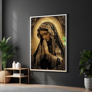 Praying Madonna Canvas, Religious Wall Art, Virgin Mary Art Print, Wall Art Canvas Design, Ready To Hang Decoration