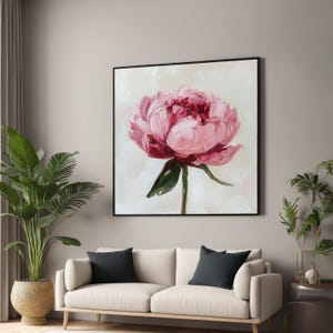 Pink Peony Canvas, Floral Wall Art, Peony Bloom Print, Flower Canvas Design, Wall Art Canvas, Ready To Hang Decoration