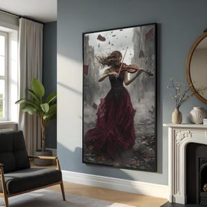 Violinist in the Storm Canvas, Musical Art, Violin Player Print, Wall Art Canvas Design, Dramatic Decoration, Ready To Hang Poster