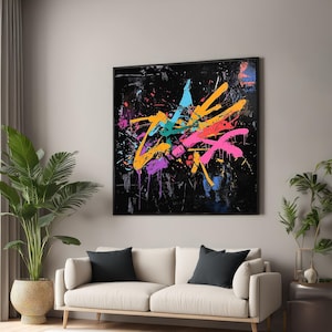 Abstract Splash Canvas, Colorful Paint Drips, Modern Art Canvas Design, Wall Art, Ready to Hang Decoration, Vibrant Paint Splatter