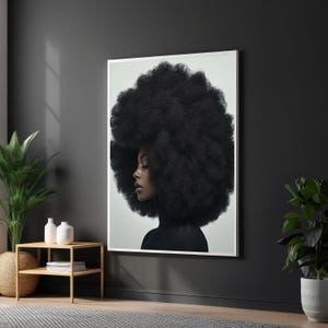 Elegant Afro Canvas, Black Beauty Art, Womans Profile, Wall Art Canvas Design, Ready To Hang Decoration