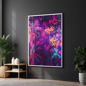 Vibrant Graffiti Canvas, Urban Street Art, Graffiti Wall Print, Abstract Wall Art Canvas, Colorful Street Poster, Ready To Hang