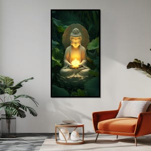 Illuminated Buddha Canvas, Spiritual Serenity Wall Art, Meditation Decor, Zen Art Print, Peaceful Buddha Artwork, Ready to Hang Canvas