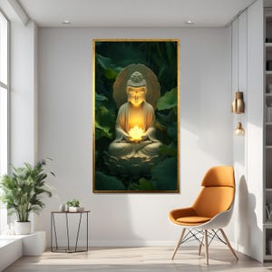 Illuminated Buddha Canvas, Spiritual Serenity Wall Art, Meditation Decor, Zen Art Print, Peaceful Buddha Artwork, Ready to Hang Canvas