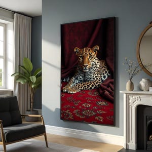 Elegant Leopard Portrait Canvas, Exotic Wildlife Wall Art, Animal Print Canvas, Jungle Cat Decor, Safari Theme Canvas, Ready to Hang Art