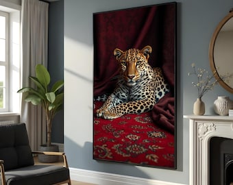 Elegant Leopard Portrait Canvas, Exotic Wildlife Wall Art, Animal Print Canvas, Jungle Cat Decor, Safari Theme Canvas, Ready to Hang Art