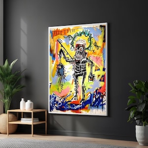 Jean-Michel Basquiat Neo Expressionism Canvas, Vibrant Street Art Print, Urban Primitive Art, Wall Art Canvas Design, Ready To Hang