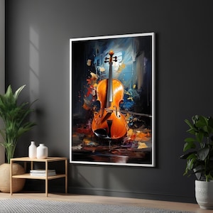 Vibrant Violin Canvas, Colorful Music Art, Violin Wall Art, Abstract Musician Canvas Design, Ready to Hang Decorative Artwork