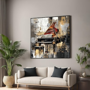 Abstract Grand Piano Canvas, Music Wall Art, Modern Piano Print, Artistic Canvas Design, Ready to Hang Decoration, Musical Decor Canvas