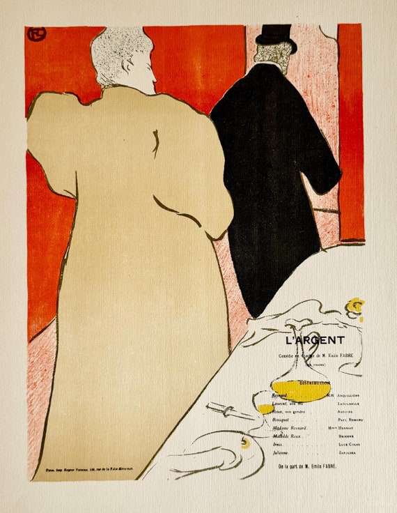 Vintage Henri de Toulouse-Lautrec Monsieur et Dame Lithograph Print for the Philadelphia Museum of Art