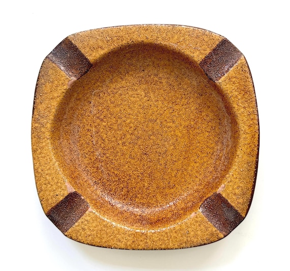 Mid Century Sweden Ashtray Textured Neutral Brown Scandinavian Ceramic