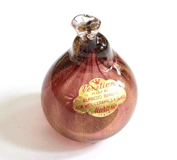 Alfredo Barbini Murano Glass Fruit Venetian Gold Speckled Fig Sculpture Made in Italy