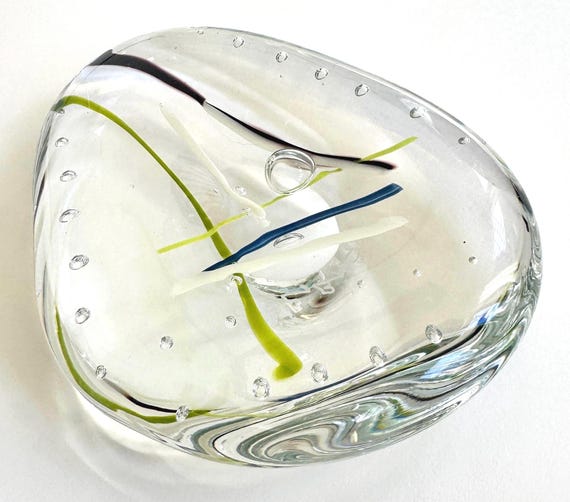 Vintage Glass Sculpture Signed Mid Century Modern Style Art