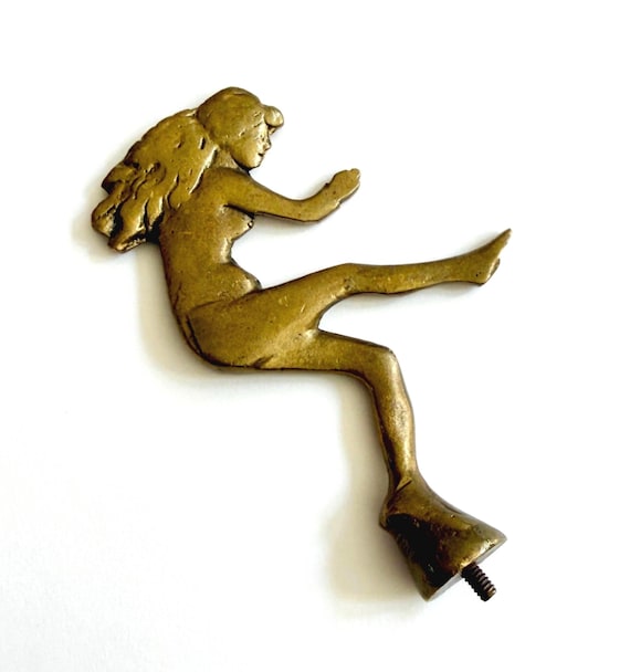 Art Deco Hood Ornament 1920s Heavy Cast Bronze Female Form