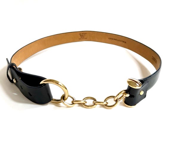 Vintage Black Gold Chain Belt Belt 80s 90s Minimalist Hip Belt