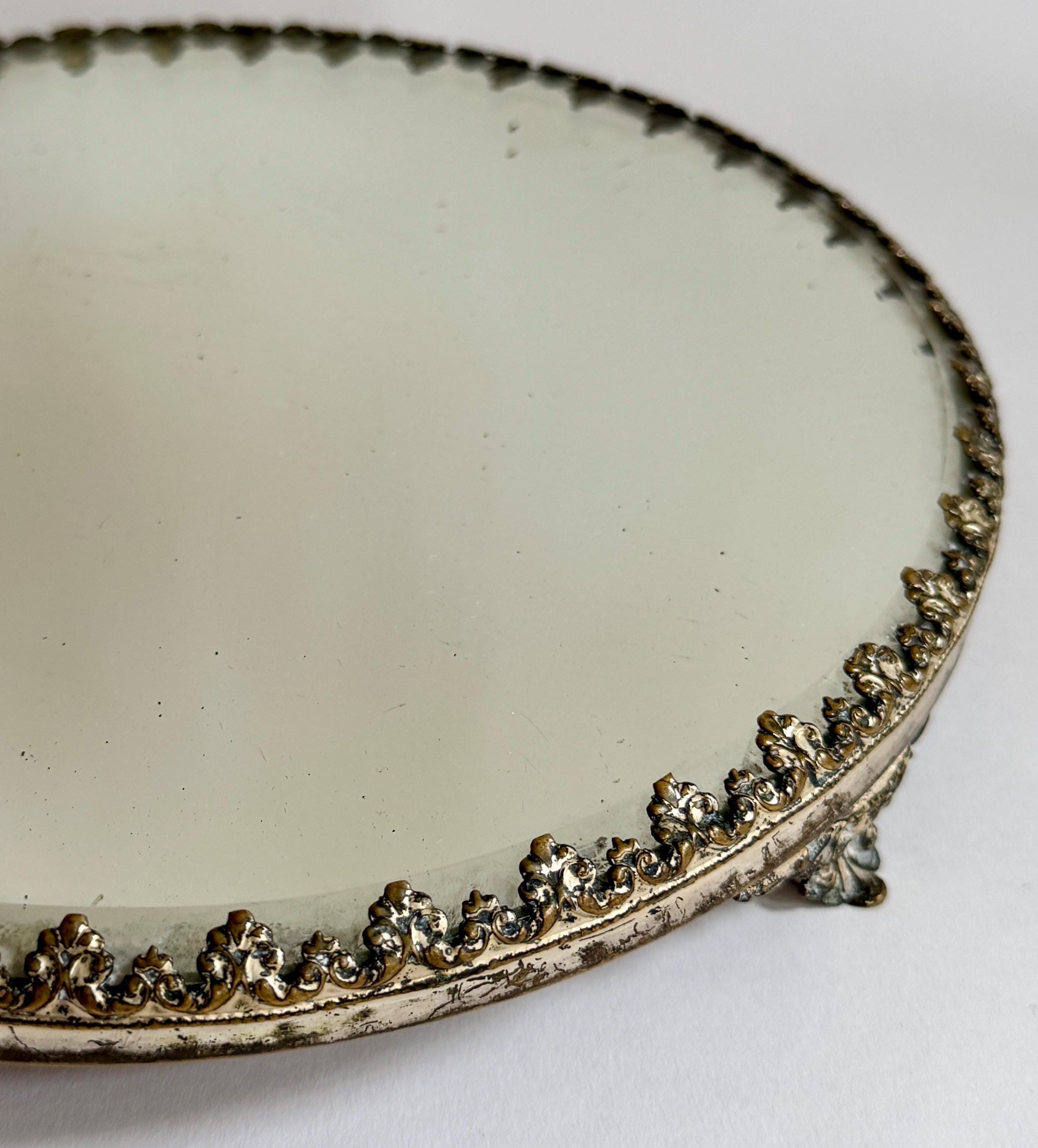 Victorian Mirror Vanity Tray Vintage Antique Antique Ornate Silver ...