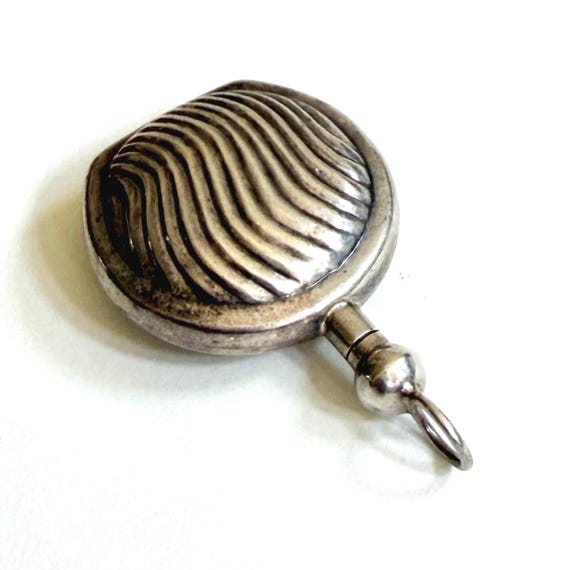 Vintage Sterling Silver Perfume Bottle Pendant Ribbed Wave Texture Vial