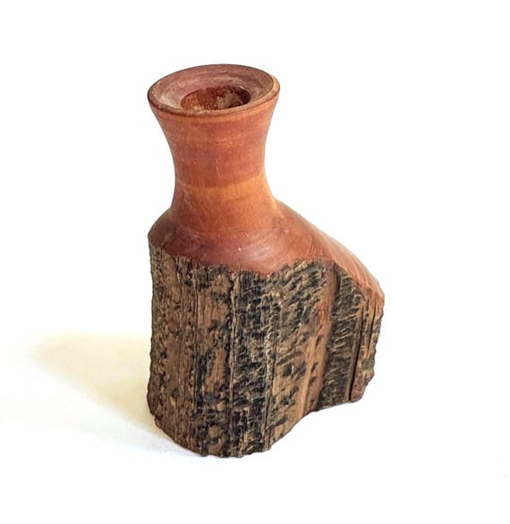 Vintage Signed Carved Wood Candle Holder Colorado Bristlecone Pine