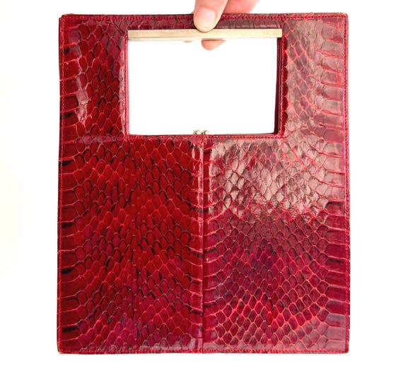 Vintage Red Snakeskin Bag