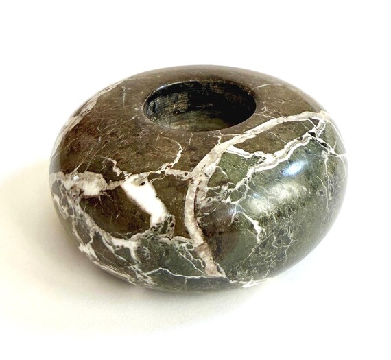 Vintage Marble Stone Votive Candle Holder Sculptural Minimal