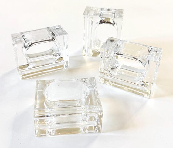 Vintage 70's Clear Lucite Napkin Ring Napkin Holder Set of 4