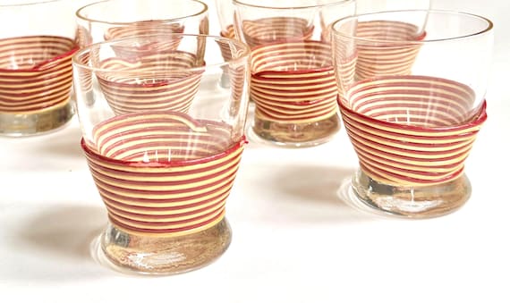Vintage Mid Century Wrapped Glasses Set Carl Aubock Style